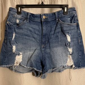 Jennifer Lopez Blue Distressed Jean Shorts